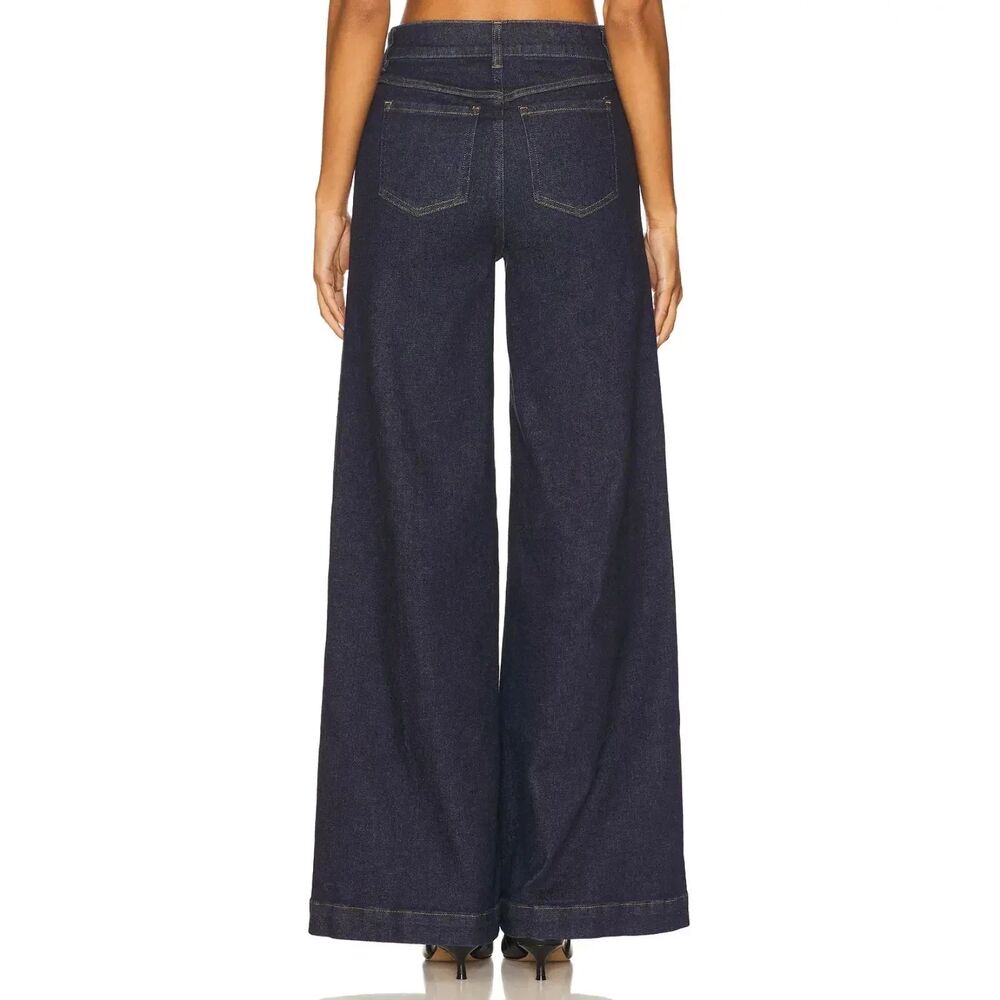 Spanx Wide Leg Jeans Pull On Medium Petite Raw Indigo High Rise Tummy Control